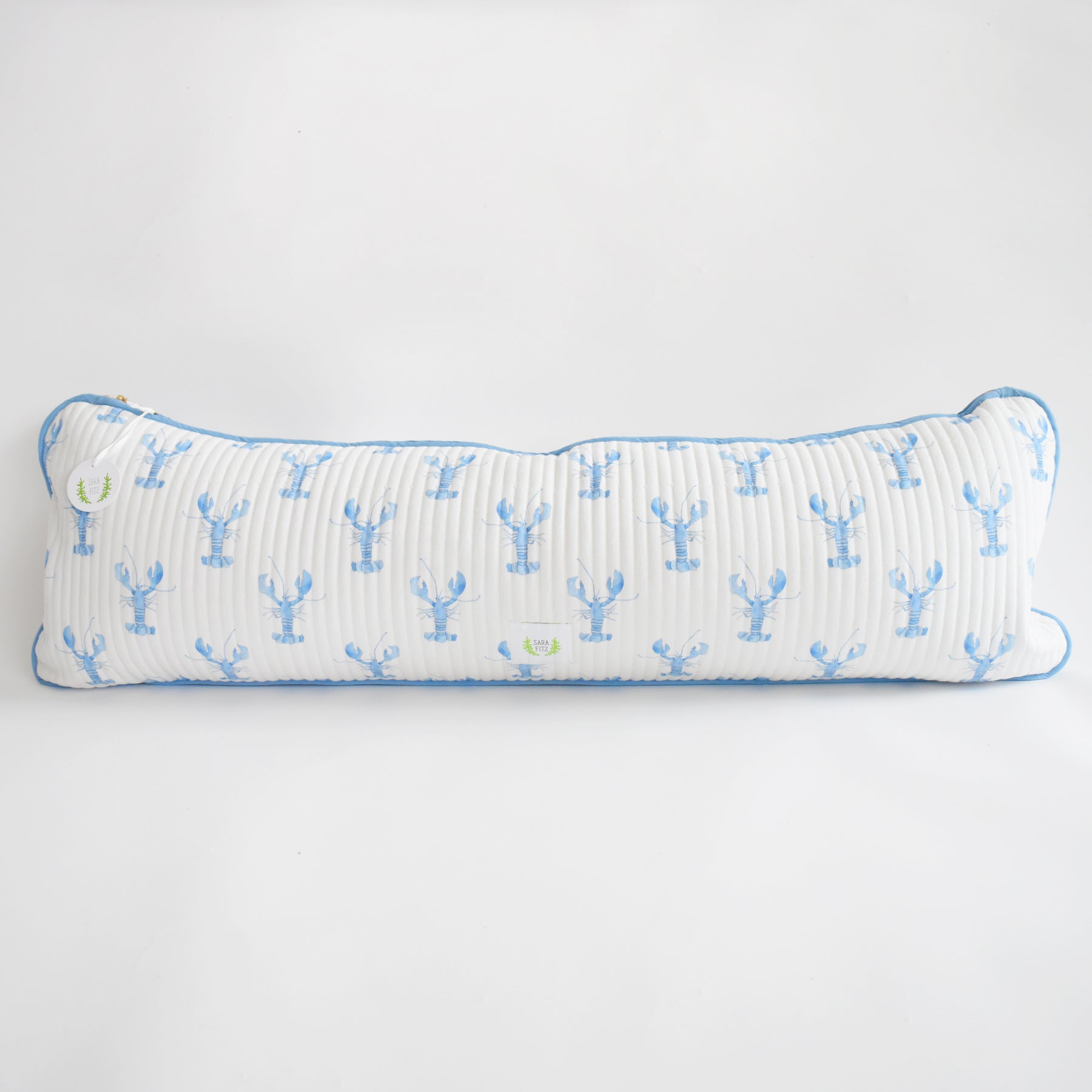 Sara Fitz Lumbar Pillow Cotton Blue Lobster Print
