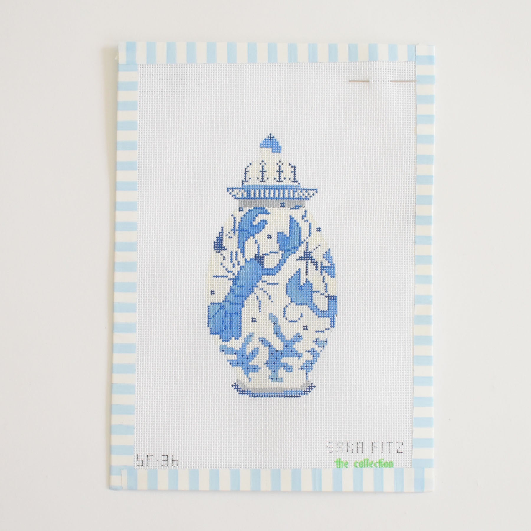 Sara Fitz Ginger Jar Lobster Needlepoint Kit Framed