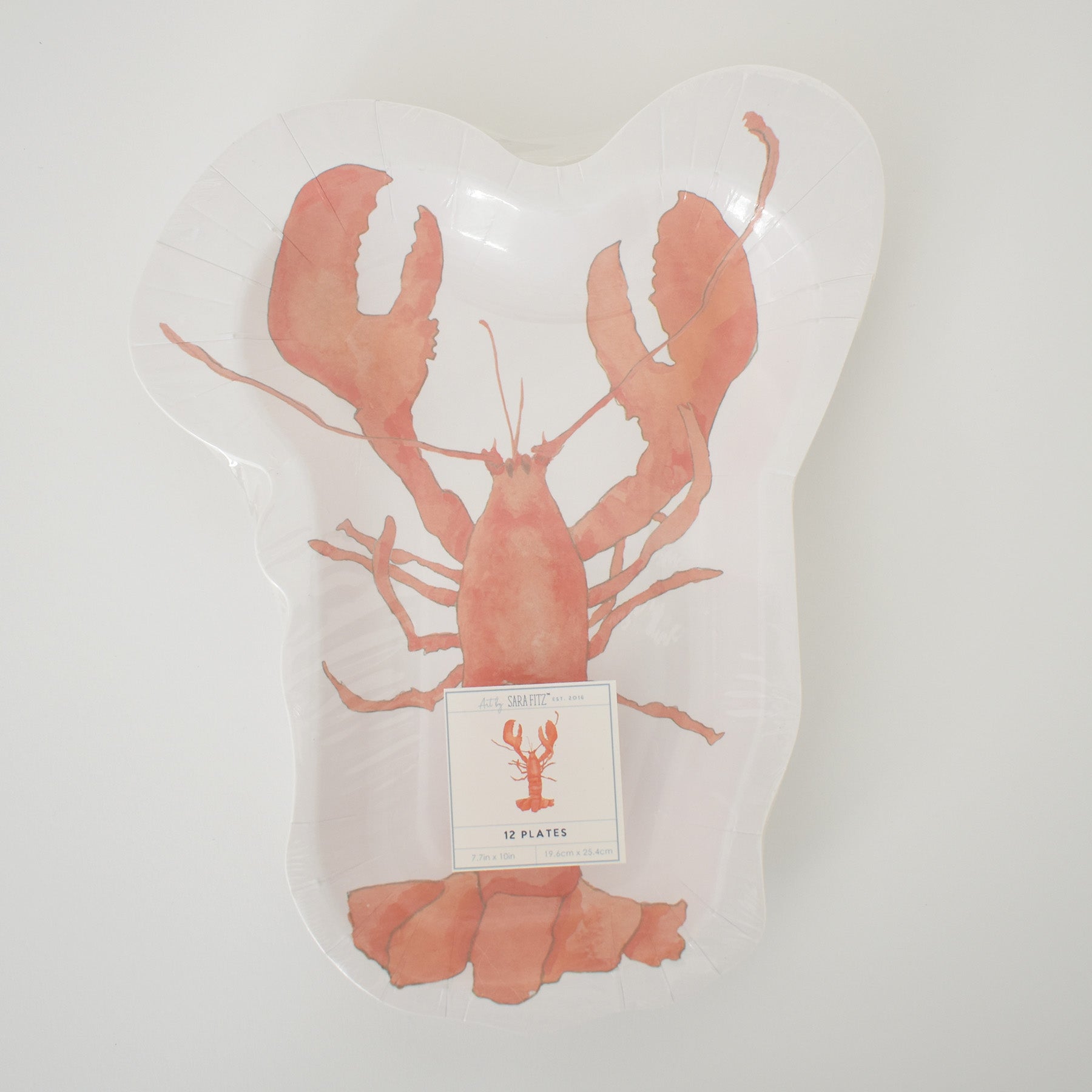 Sara Fitz Lobster Shaped Paper Plates 12 Figural