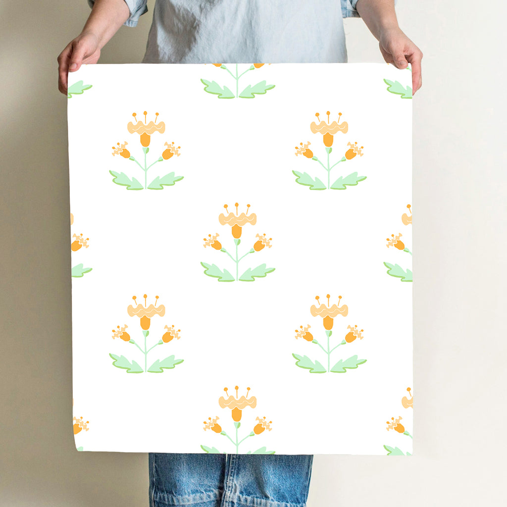Block Print Style Sherbet Wallpaper by Sara Fitz