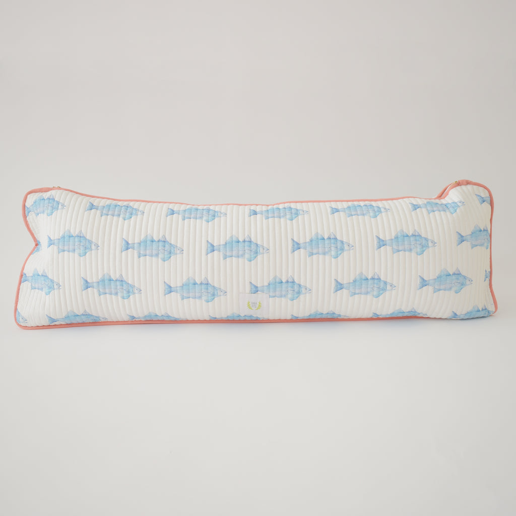 Lumbar Pillow, Blue Fish by Sara Fitz