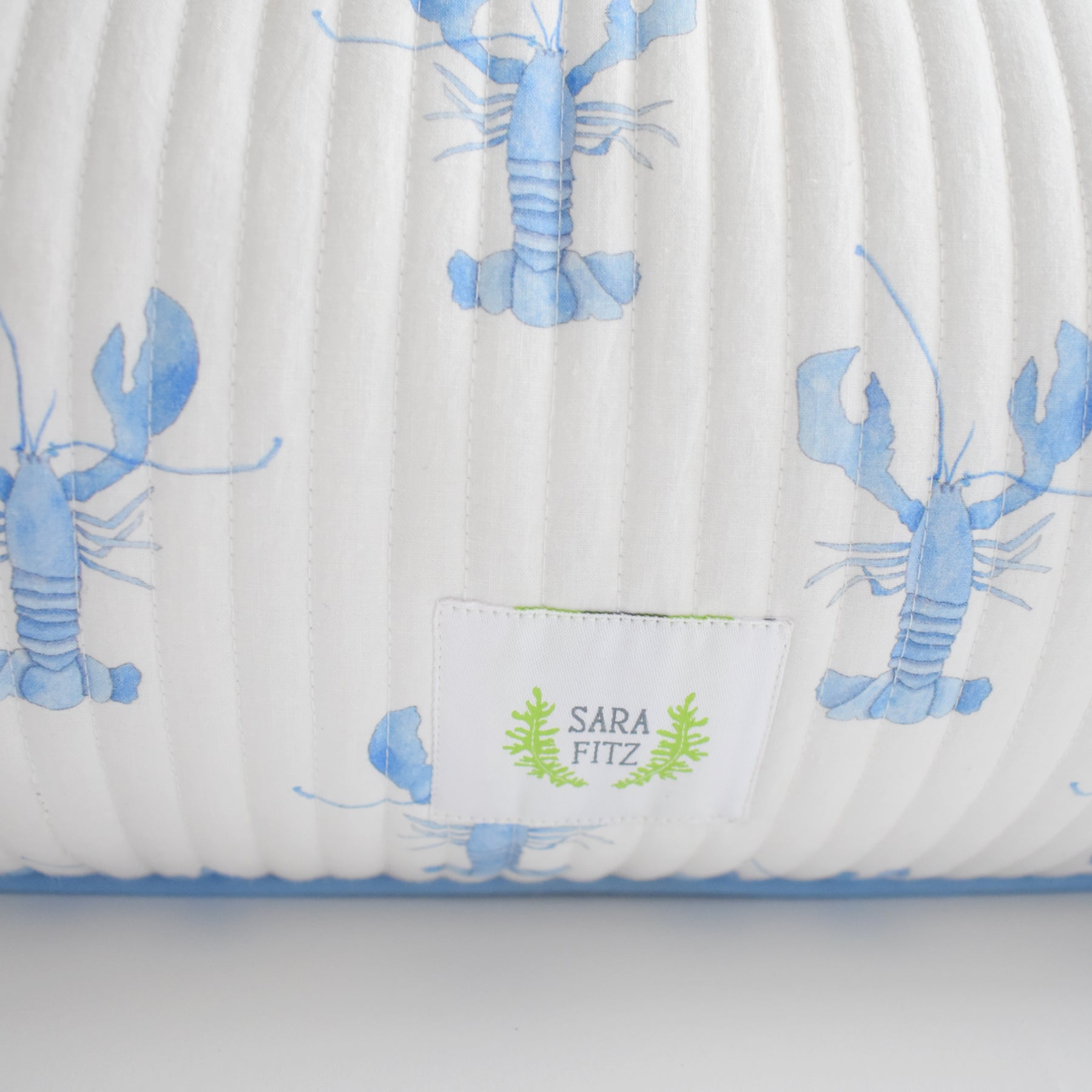 Sara Fitz Lumbar Pillow Cotton Blue Lobster Print