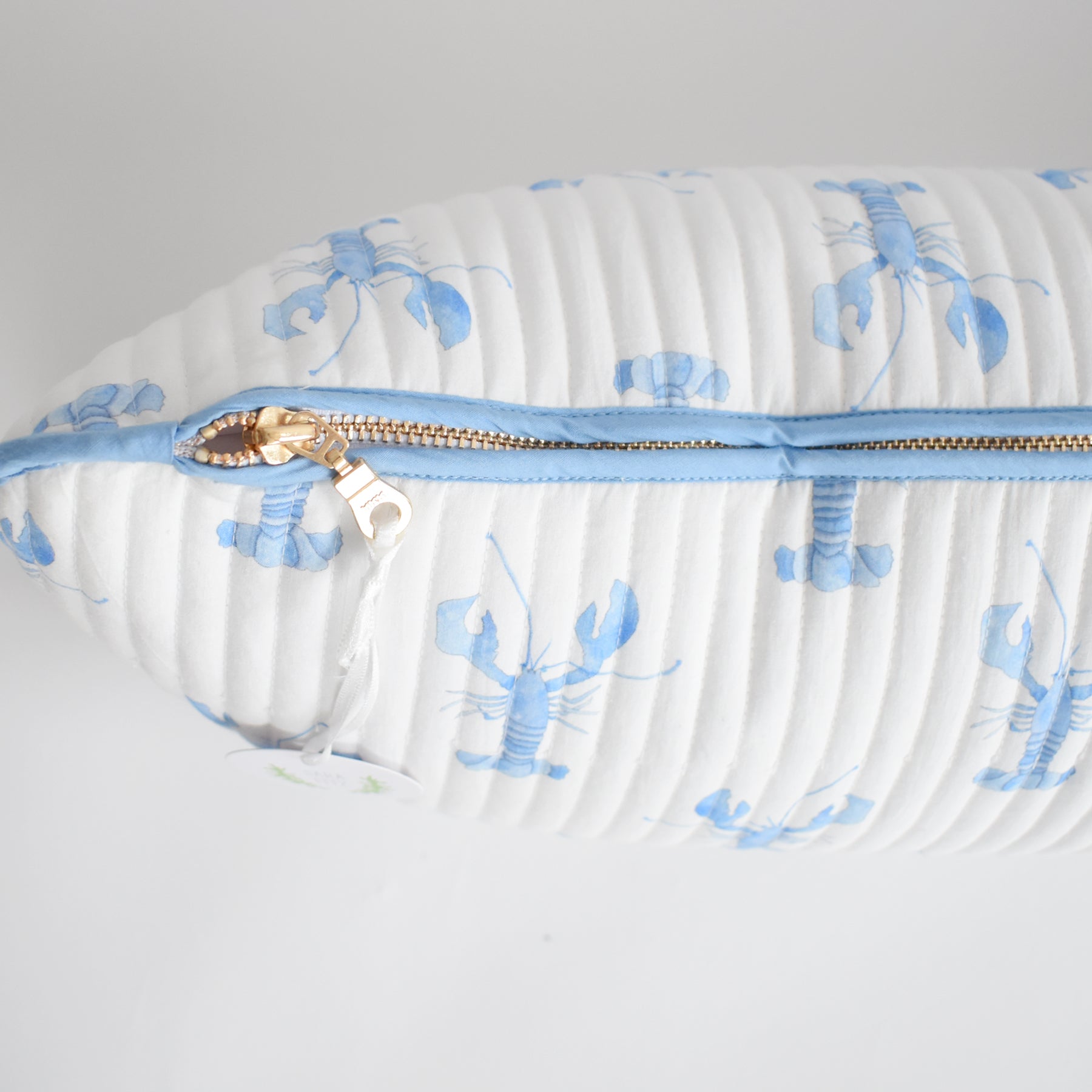 Sara Fitz Lumbar Pillow Cotton Blue Lobster Print