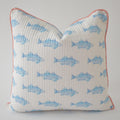 Oversized Pillow, Blue Fish by Sara Fitz