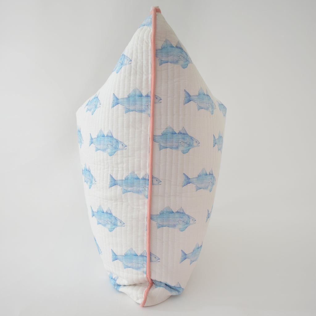 Oversized Pillow, Blue Fish by Sara Fitz
