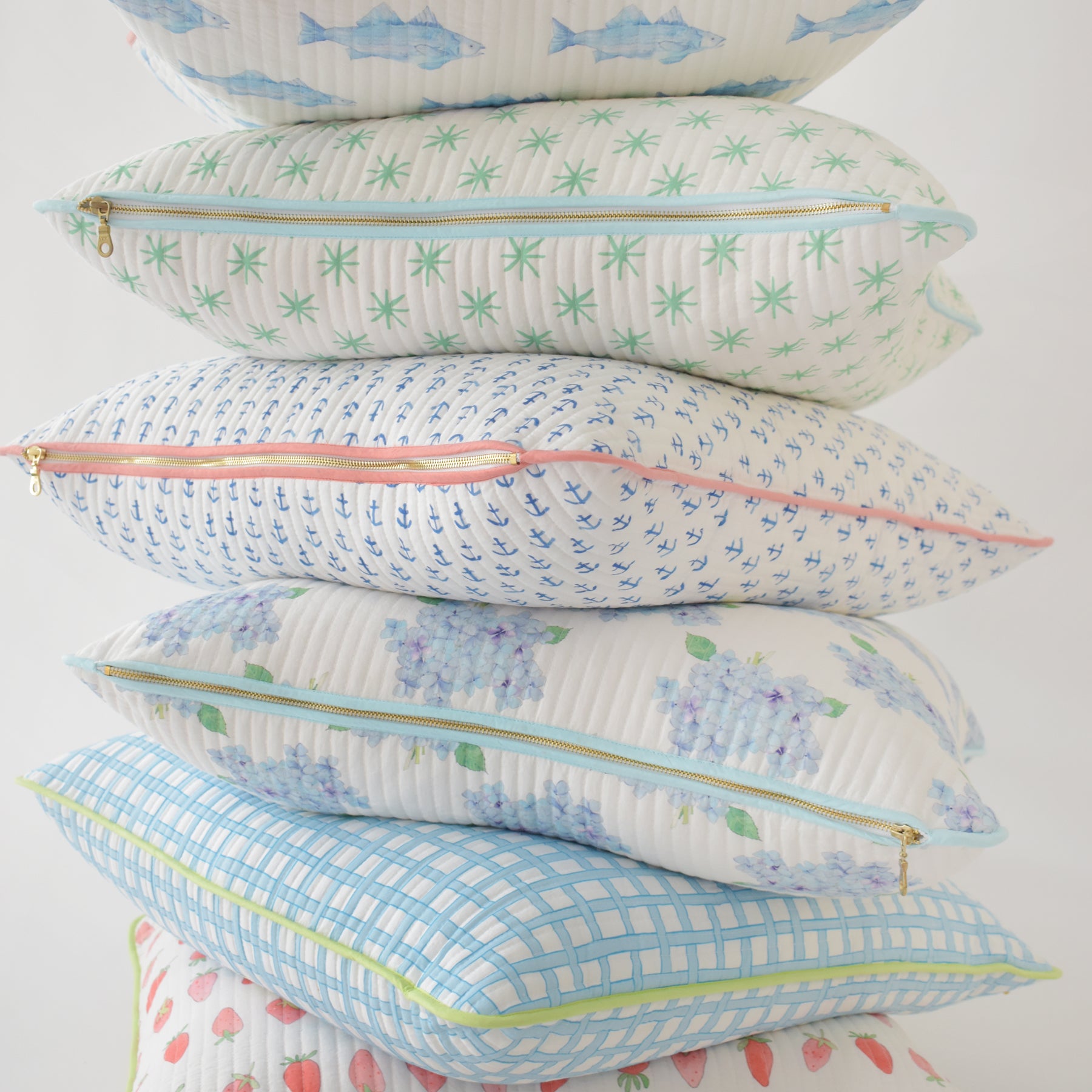 Oversized Pillow, Blue Fish by Sara Fitz