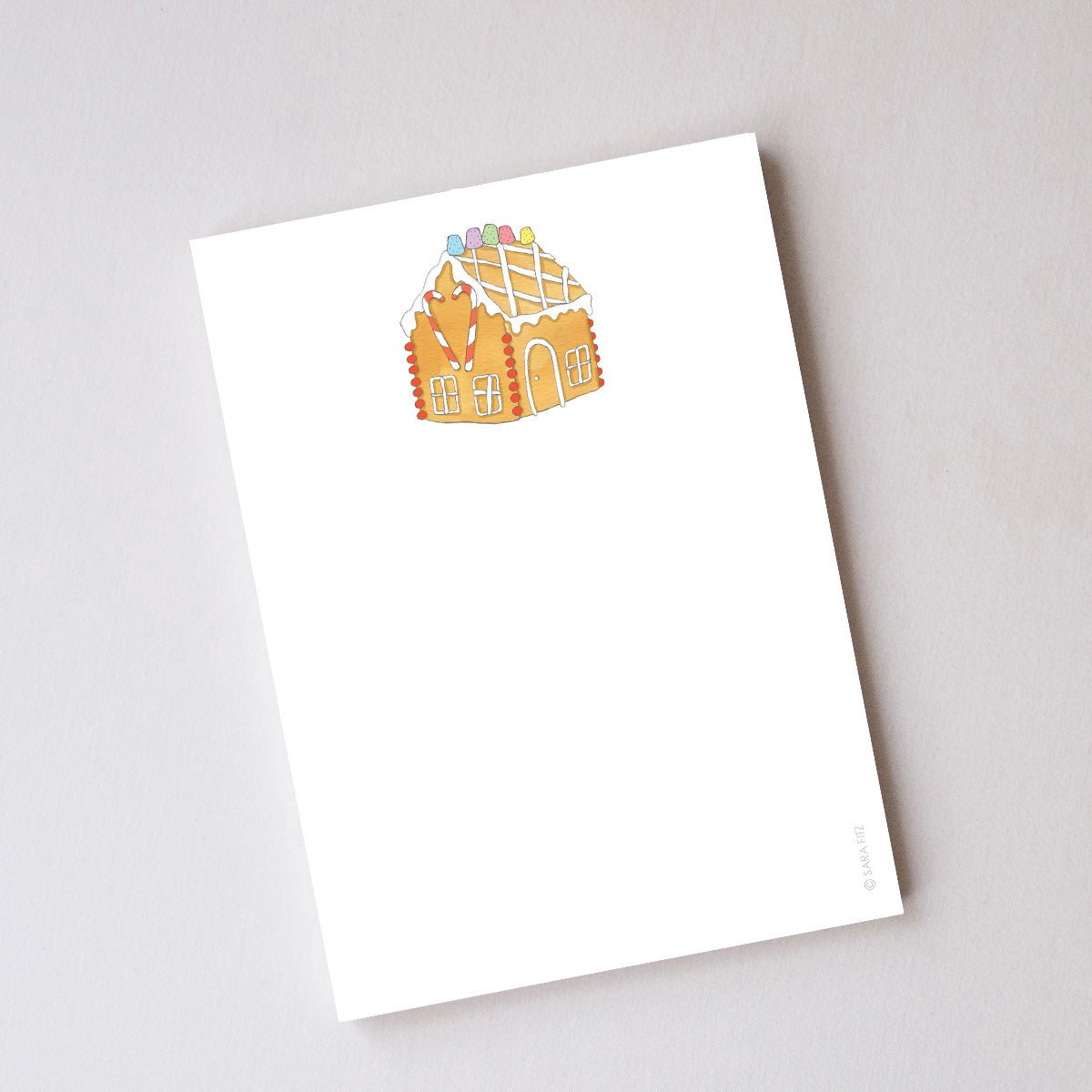 Gingerbread Cottage Notepad by Sara Fitz