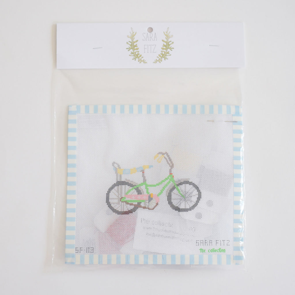 Banana Bike Needlepoint by Sara Fitz
