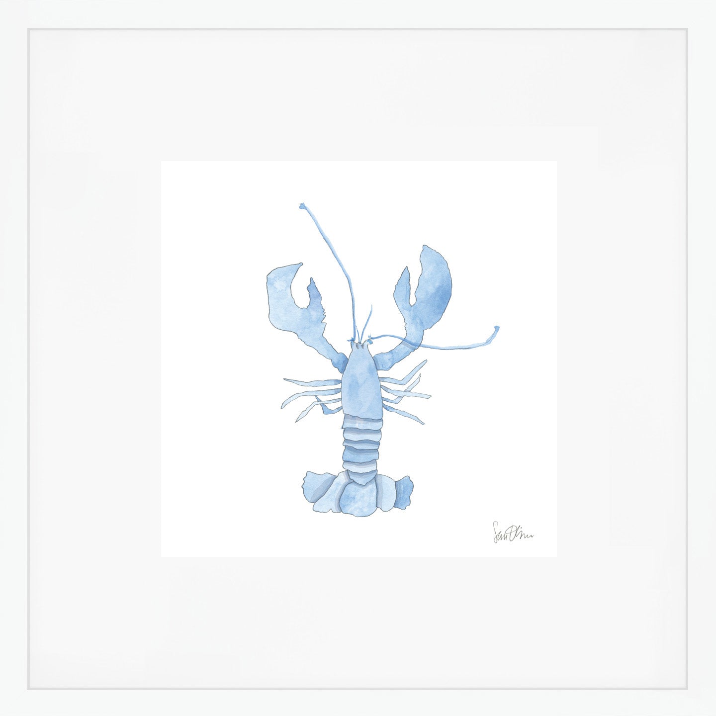Blue Lobster Art Print by Sara Fitz