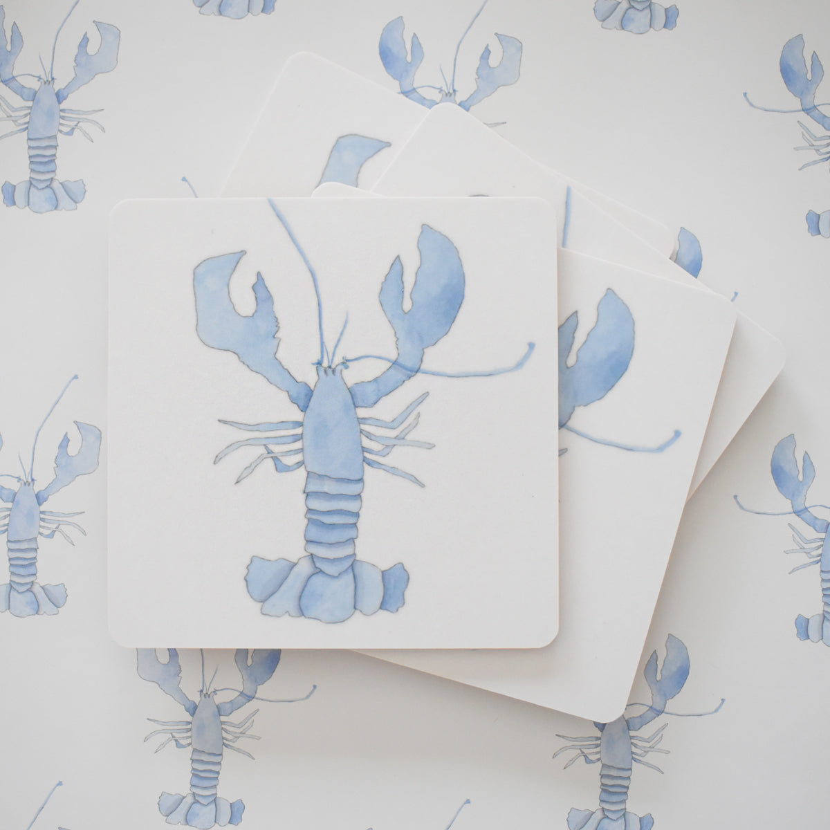 Blue Lobster Coaster Set