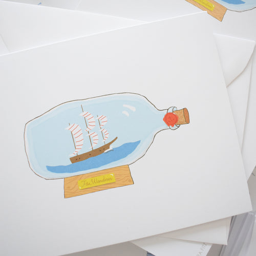 Boat in a Bottle Note Card
