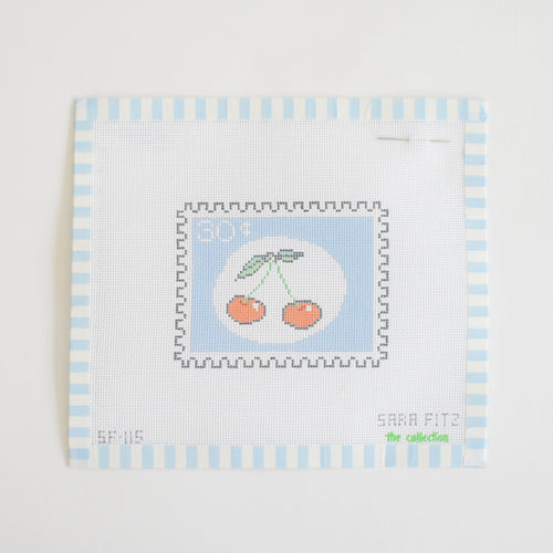 Cherry Stamp Needlepoint by Sara Fitz
