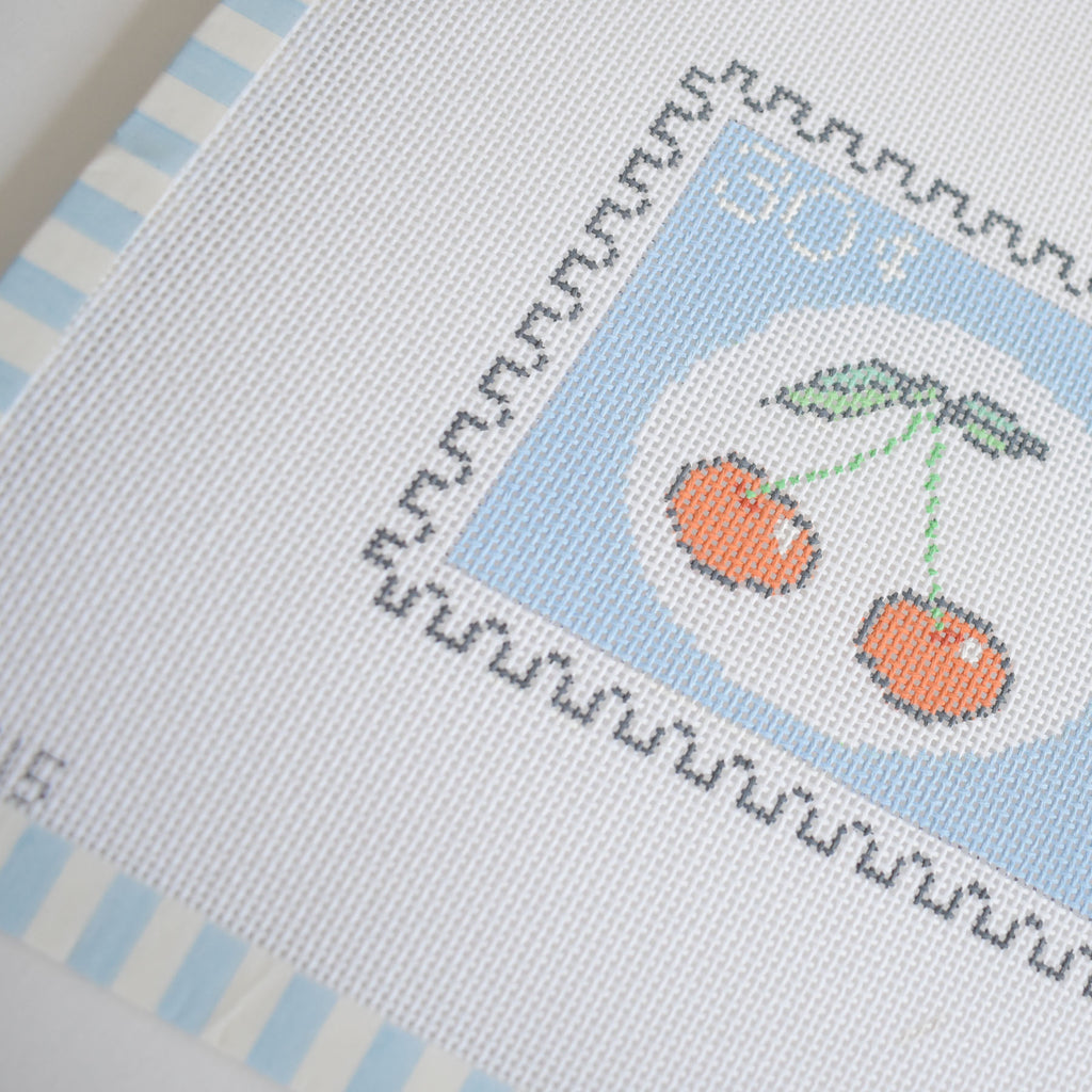Cherry Stamp Needlepoint by Sara Fitz