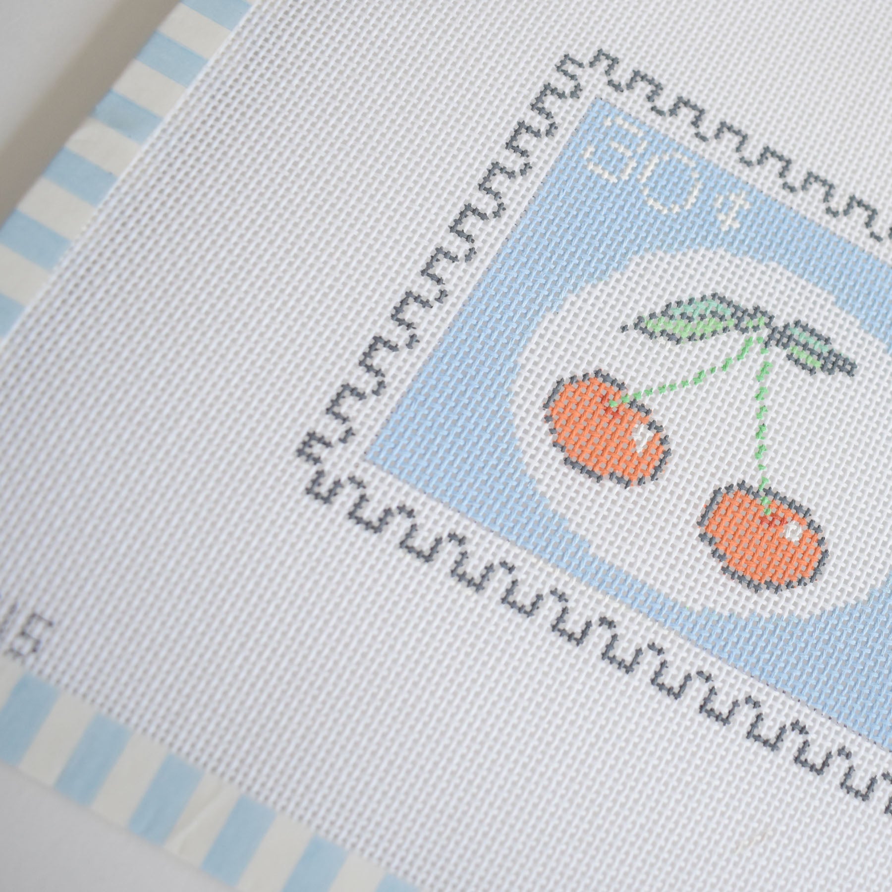 Cherry Stamp Needlepoint by Sara Fitz