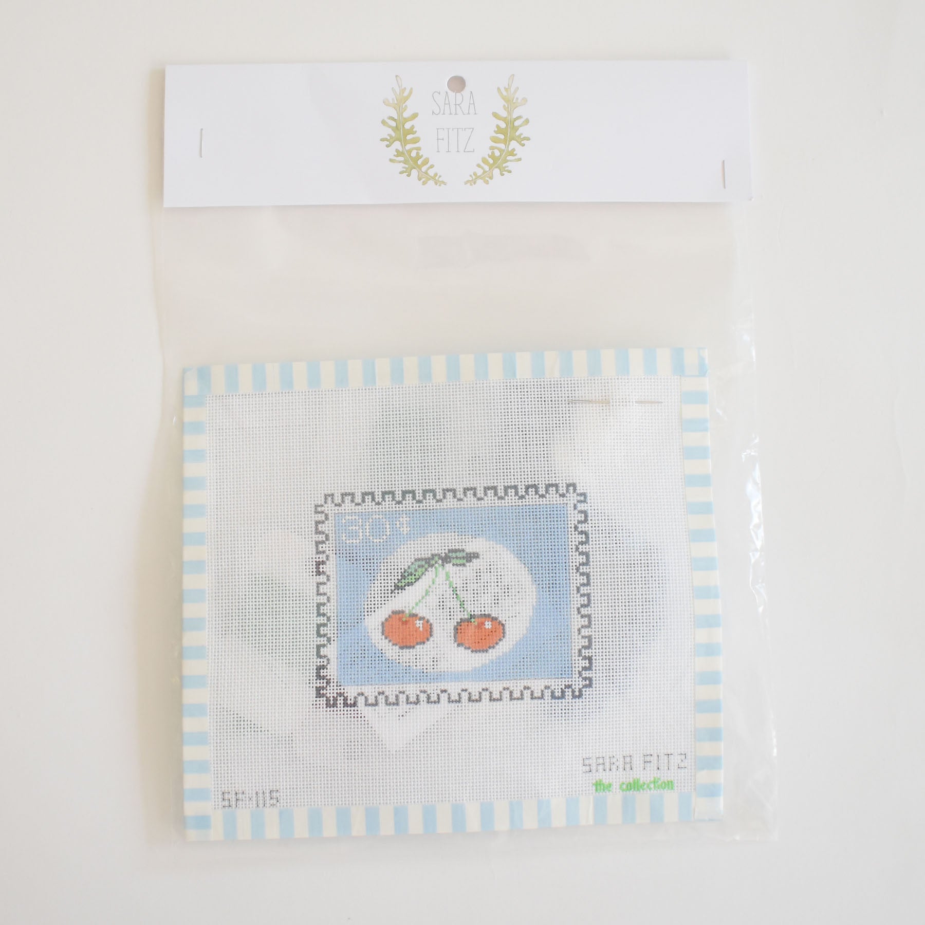 Cherry Stamp Needlepoint by Sara Fitz