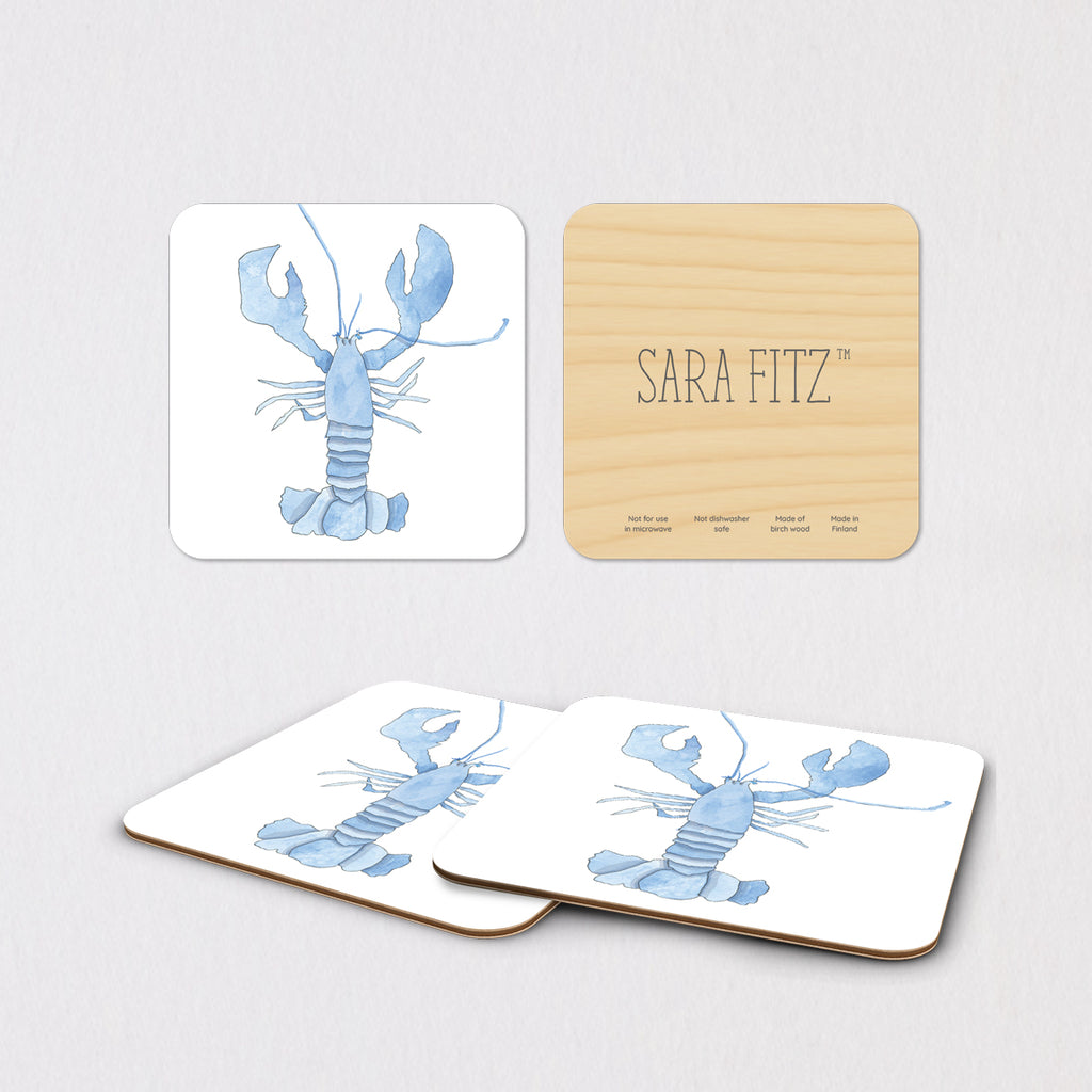 Blue Lobster Coaster Set