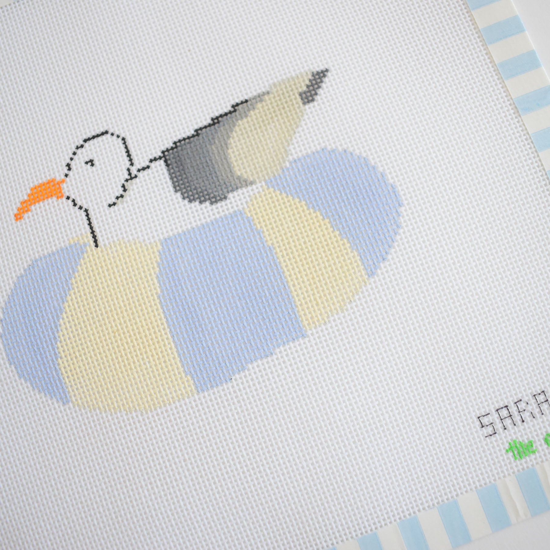 Floating Gull Needlepoint by Sara Fitz