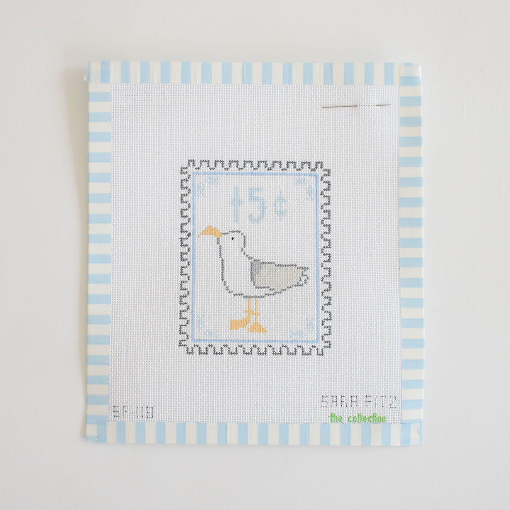 Gull Stamp Needlepoint by Sara Fitz