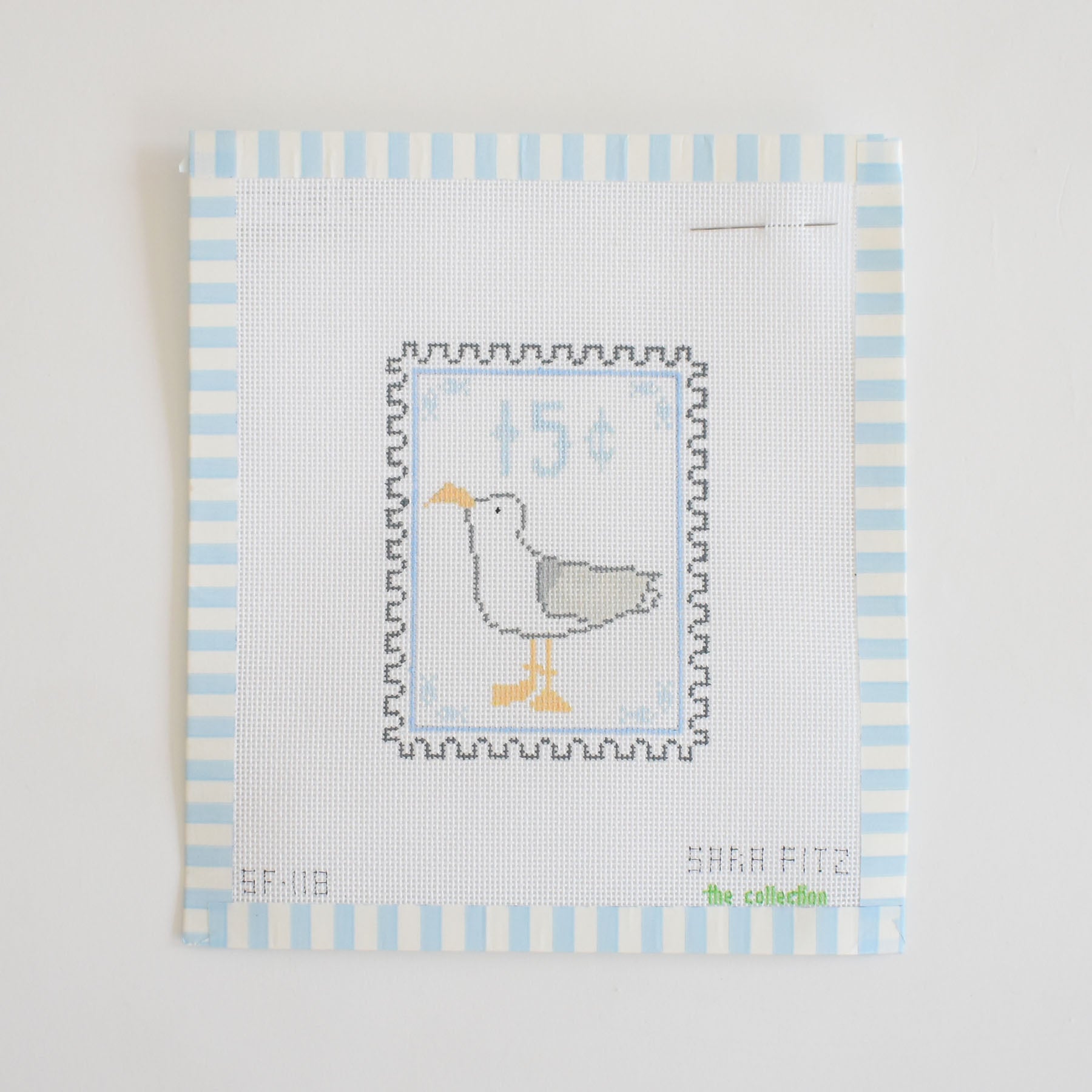 Gull Stamp Needlepoint by Sara Fitz