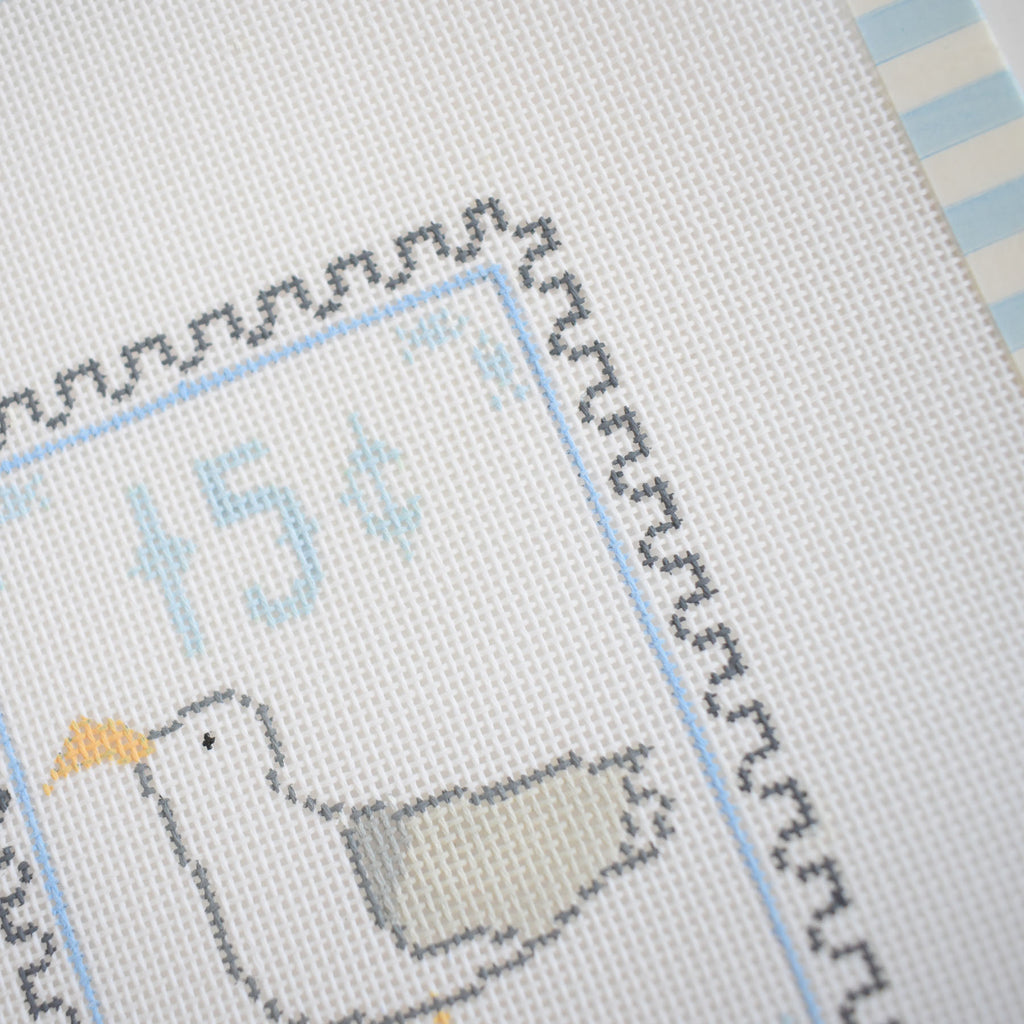 Gull Stamp Needlepoint by Sara Fitz