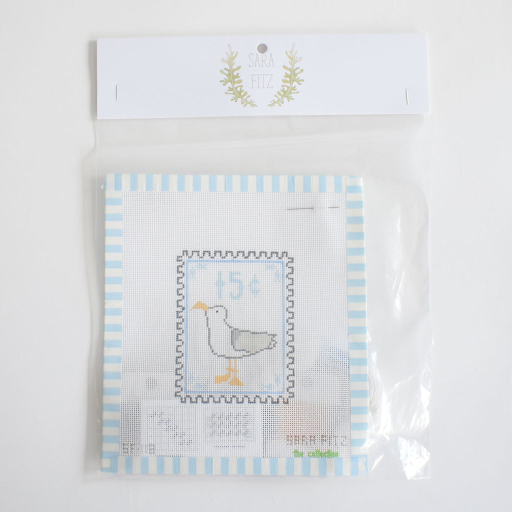 Gull Stamp Needlepoint by Sara Fitz