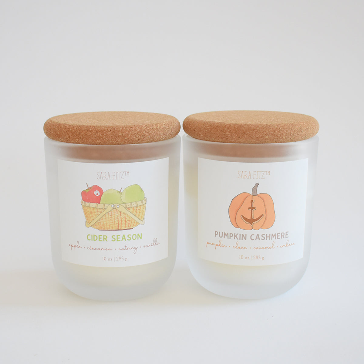 Sara Fitz’s Cider Season Candle is hand-poured in Maine from coconut soy wax and features a simple, minimalistic white design with a cork lid and an apple-filled basket on the label. Perfect for autumn, this candle evokes the cozy aroma of apple cinnamon.