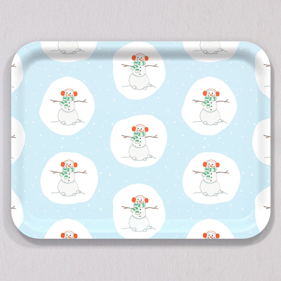 Large Happy Snowman Tray by Sara Fitz