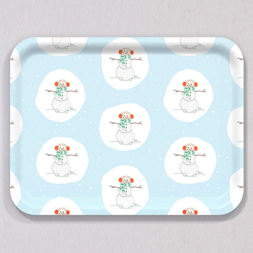 Large Happy Snowman Tray by Sara Fitz