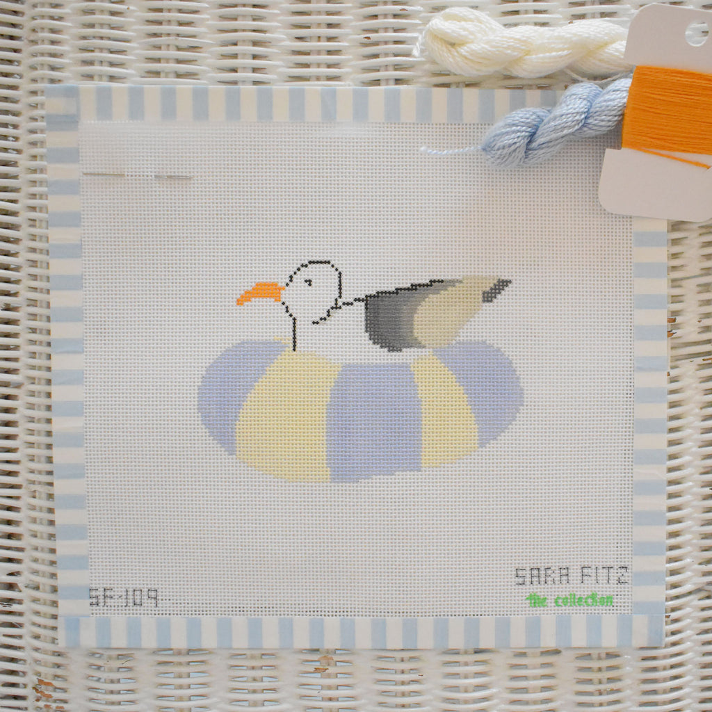 Floating Gull Needlepoint by Sara Fitz