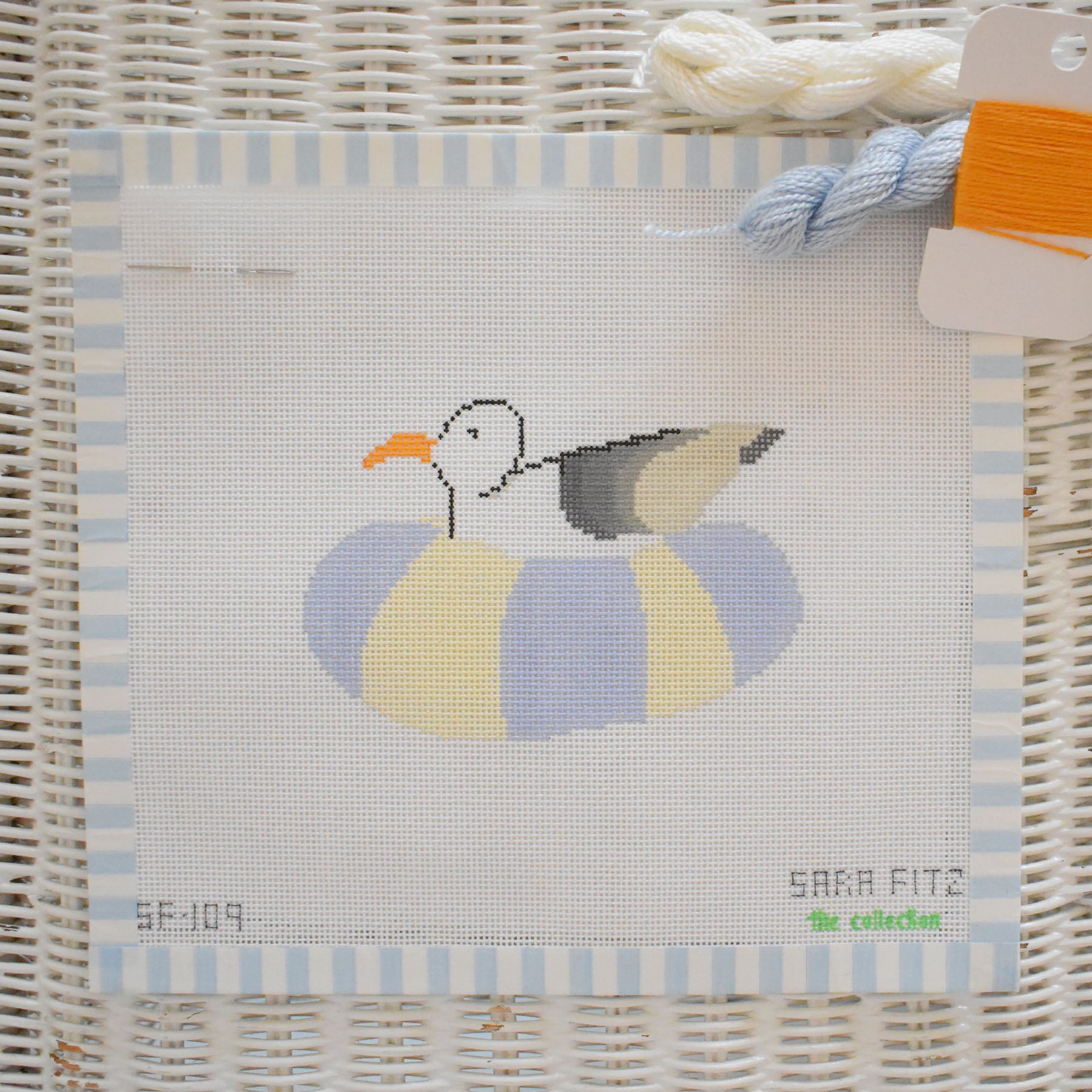 Floating Gull Needlepoint by Sara Fitz