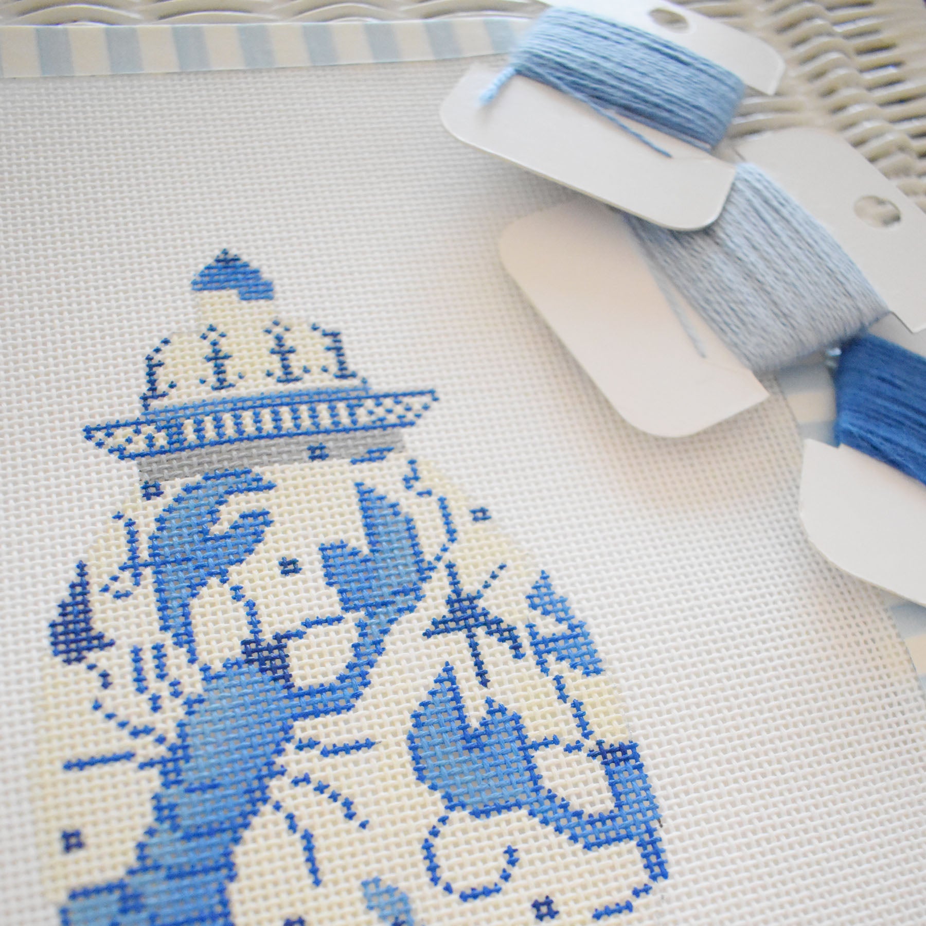 Ginger Jar Lobster Needlepoint by Sara Fitz