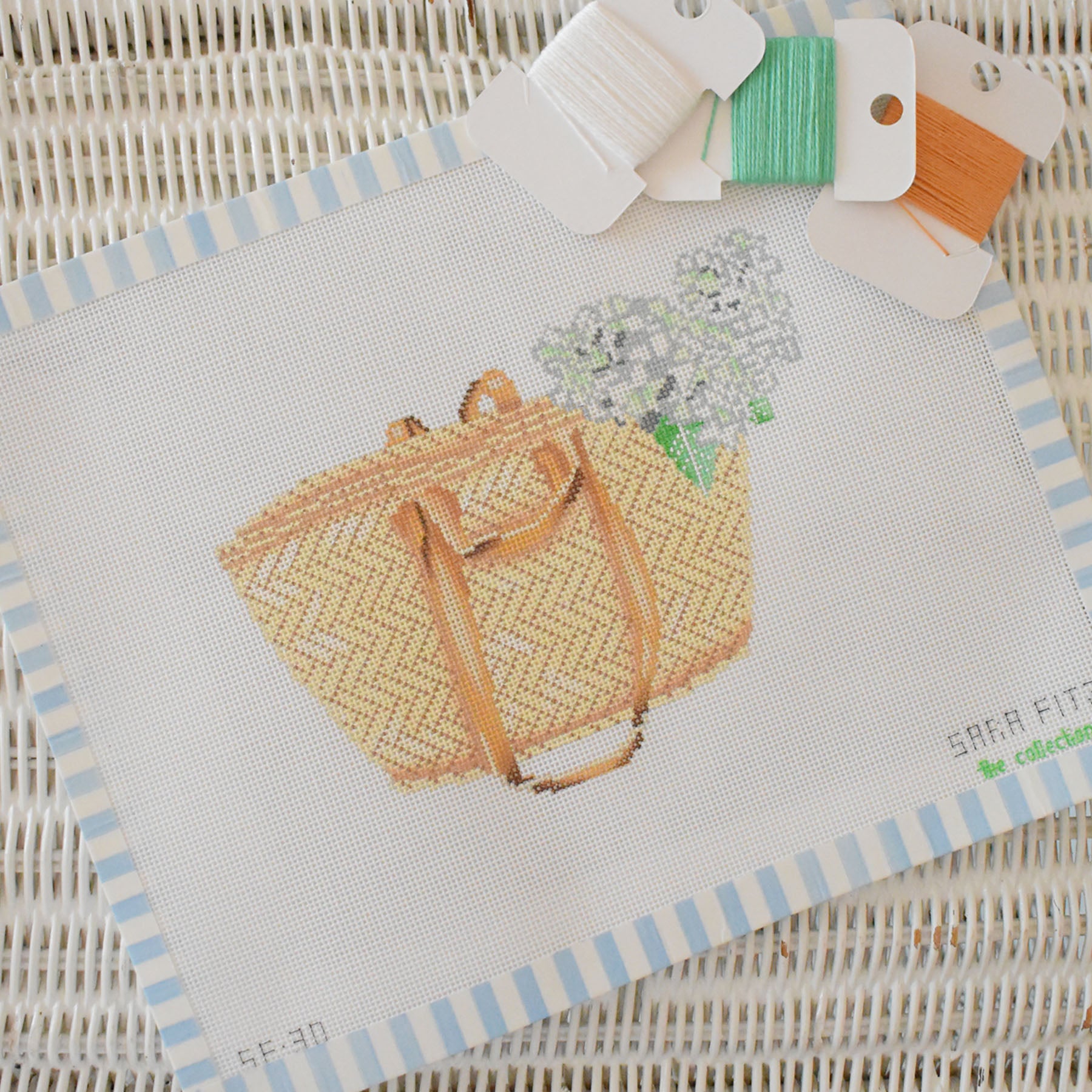 Market Basket Needlepoint by Sara Fitz