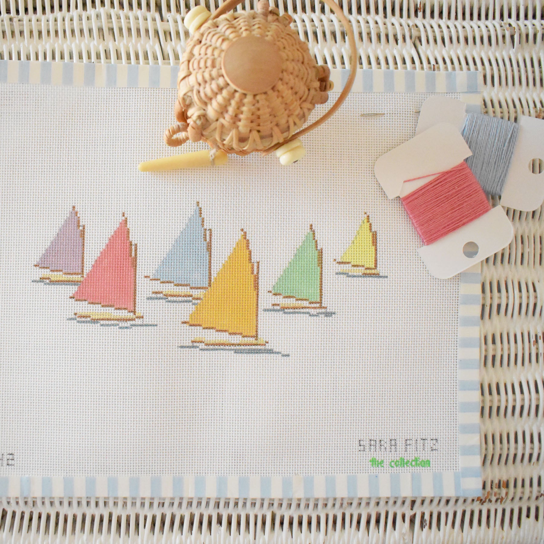 Rainbow Fleet Needlepoint by Sara Fitz