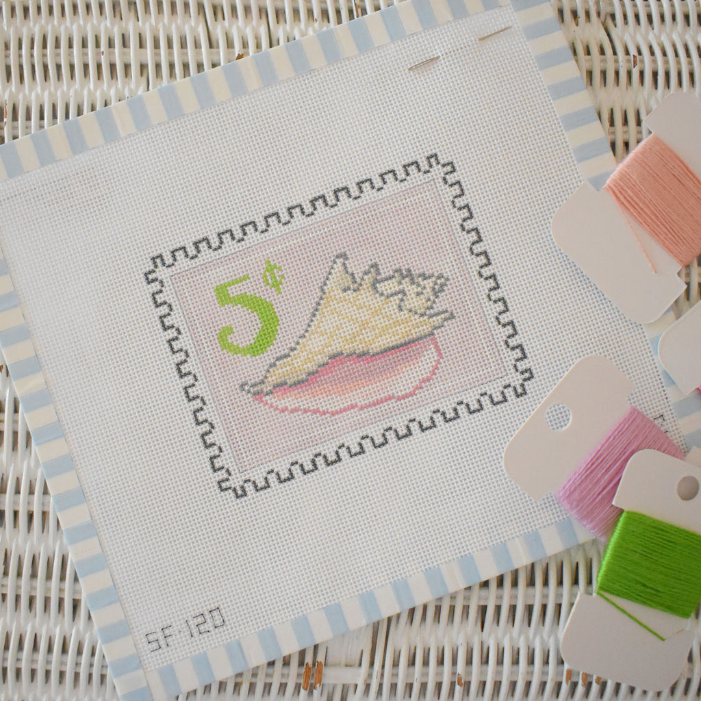 Shell Stamp Needlepoint by Sara Fitz