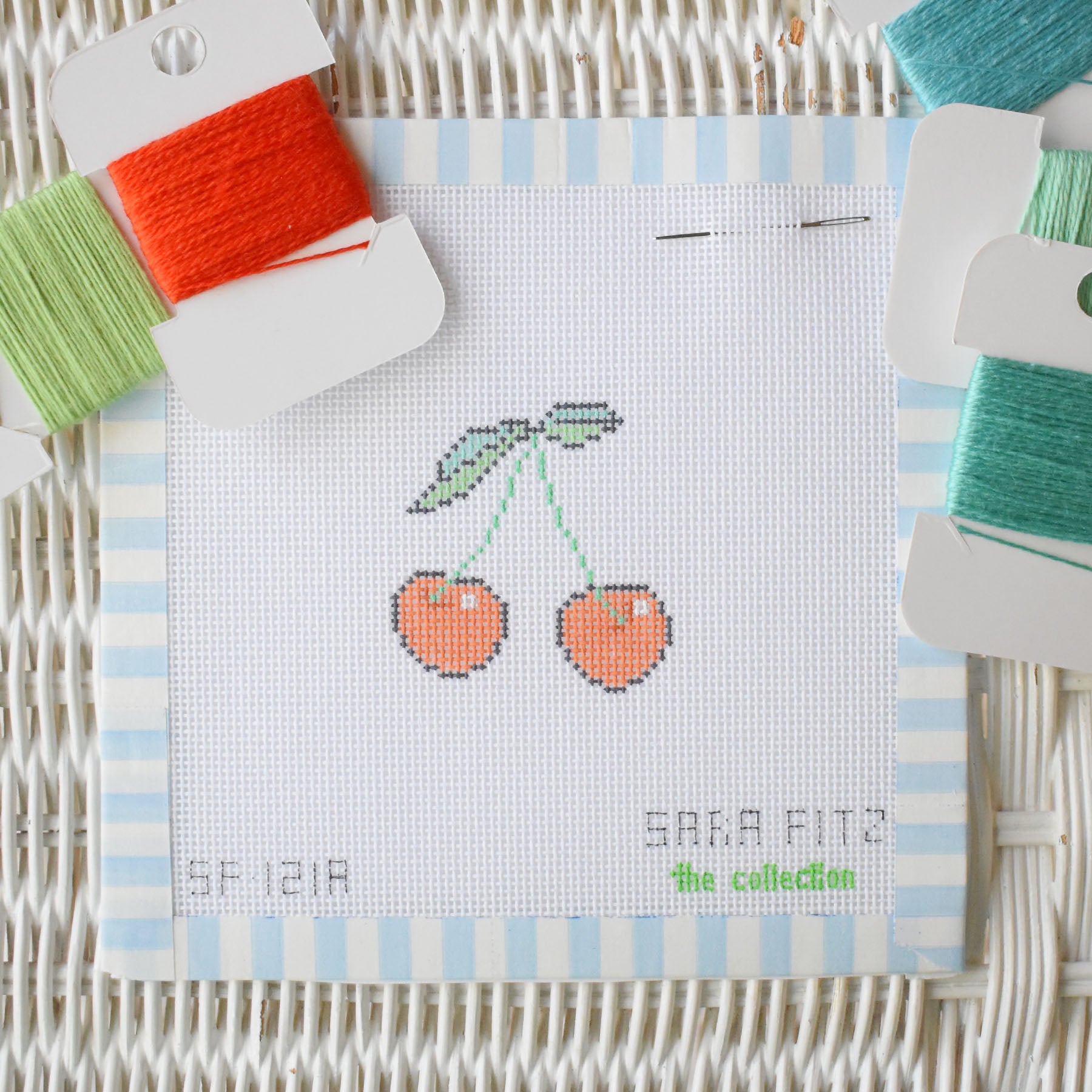 MINI Cherries Needlepoint | Sara Fitz