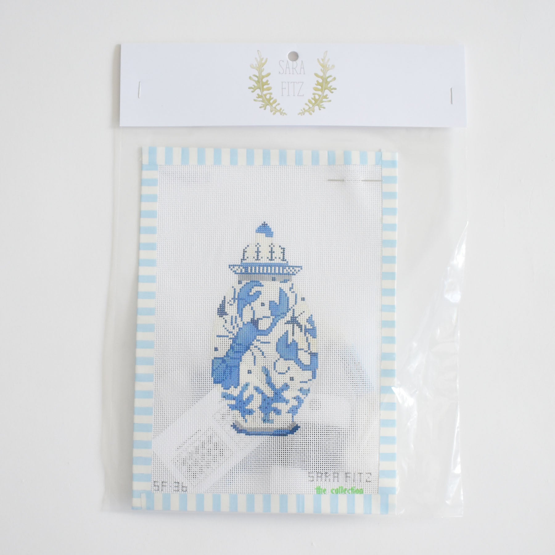 Ginger Jar Lobster Needlepoint by Sara Fitz