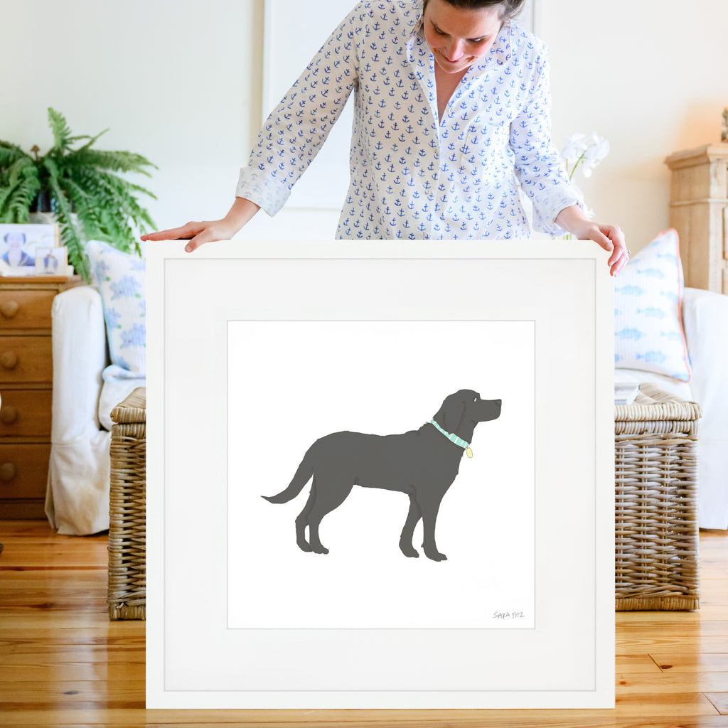 Black Pup Mega Art Print by Sara Fitz