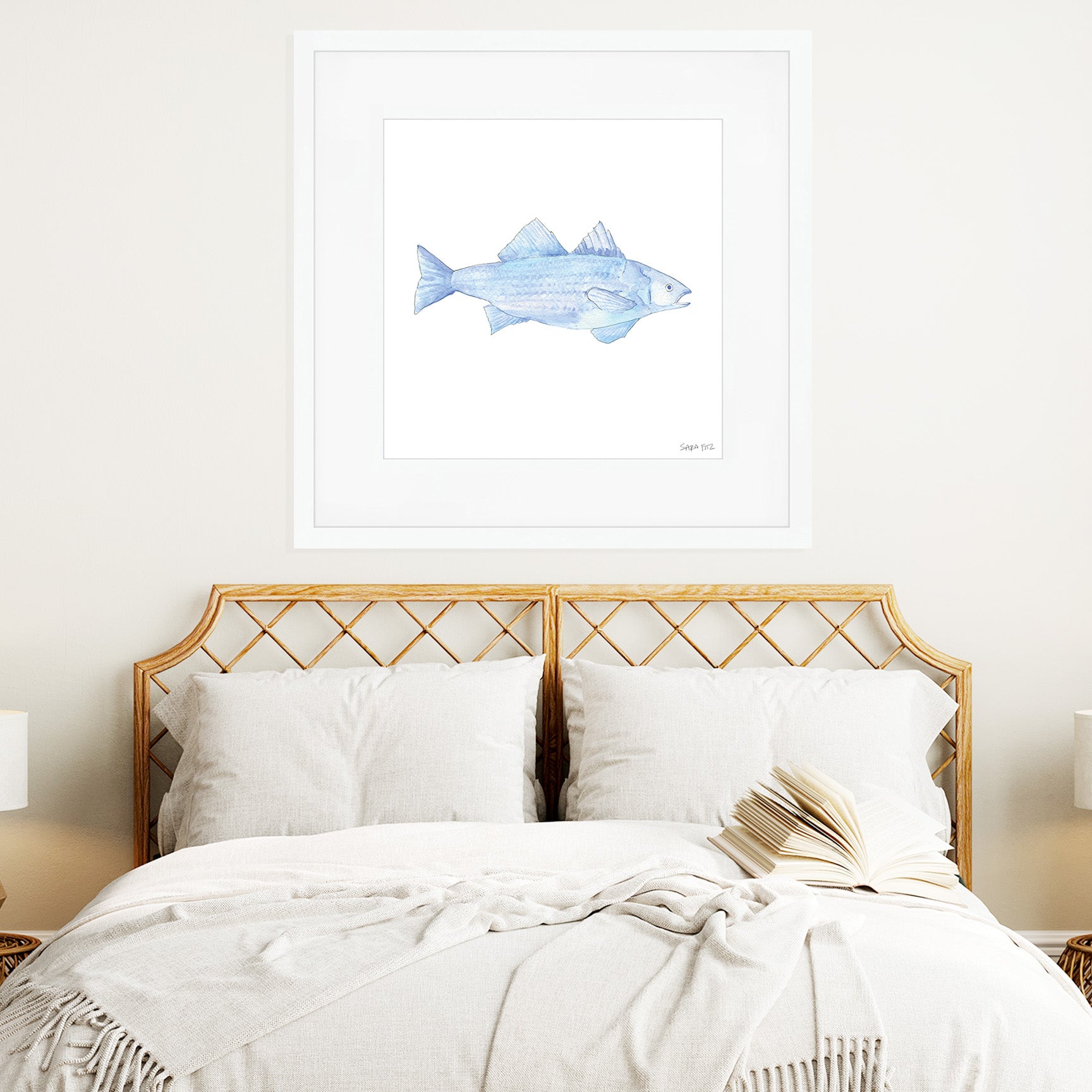 Blue Fish Mega Art Print by Sara Fitz
