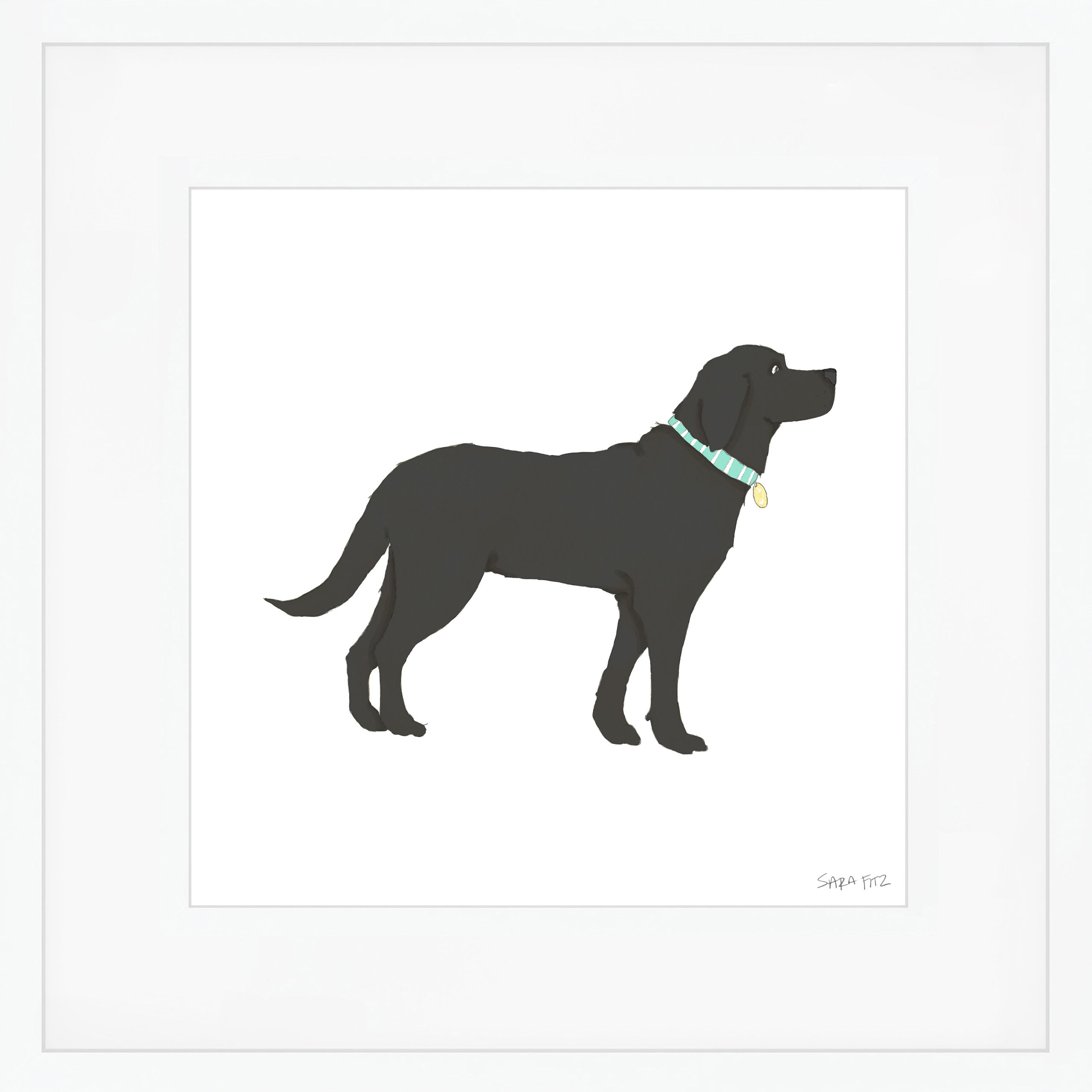Black Pup Mega Art Print by Sara Fitz