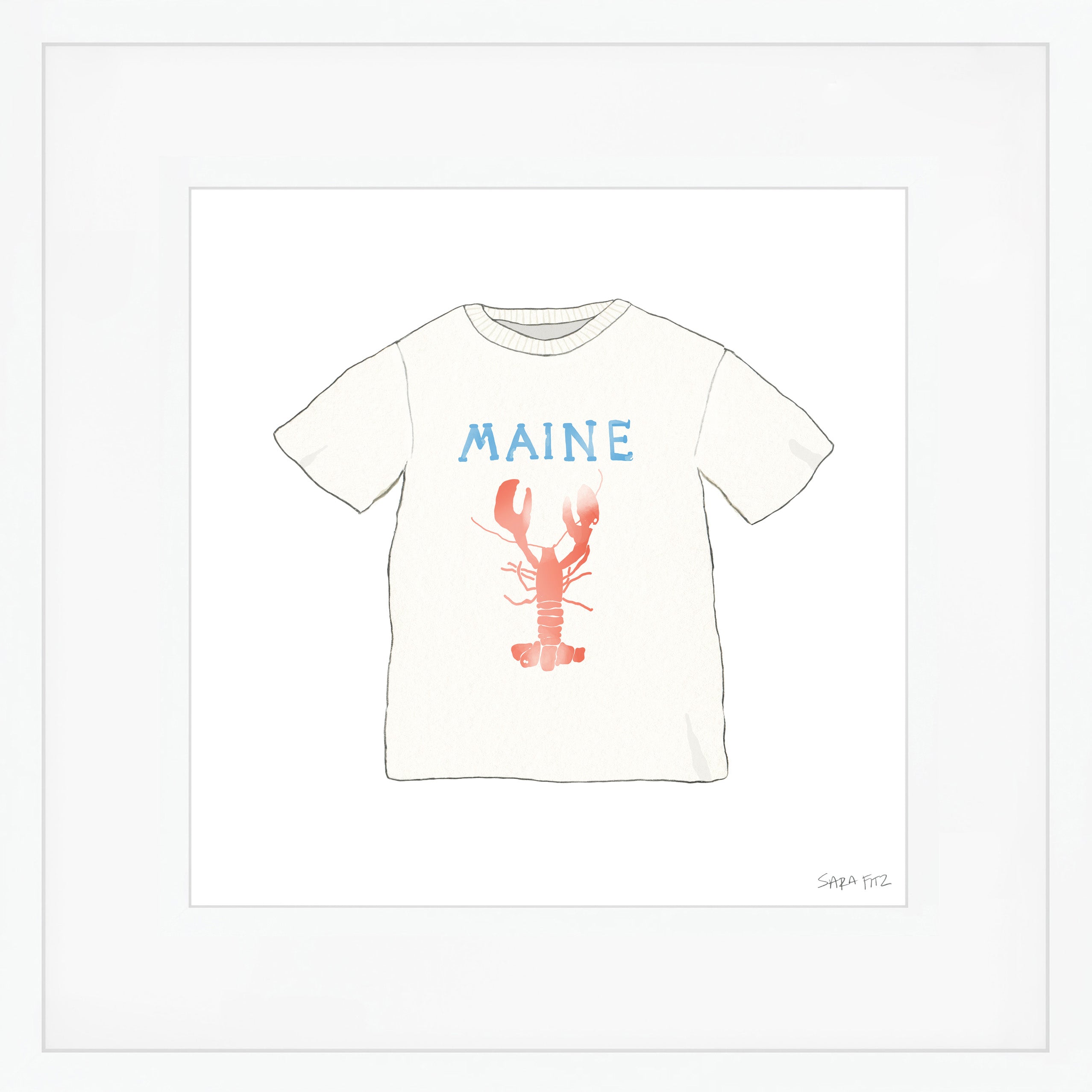 Maine Tee Mega Art Print by Sara Fitz