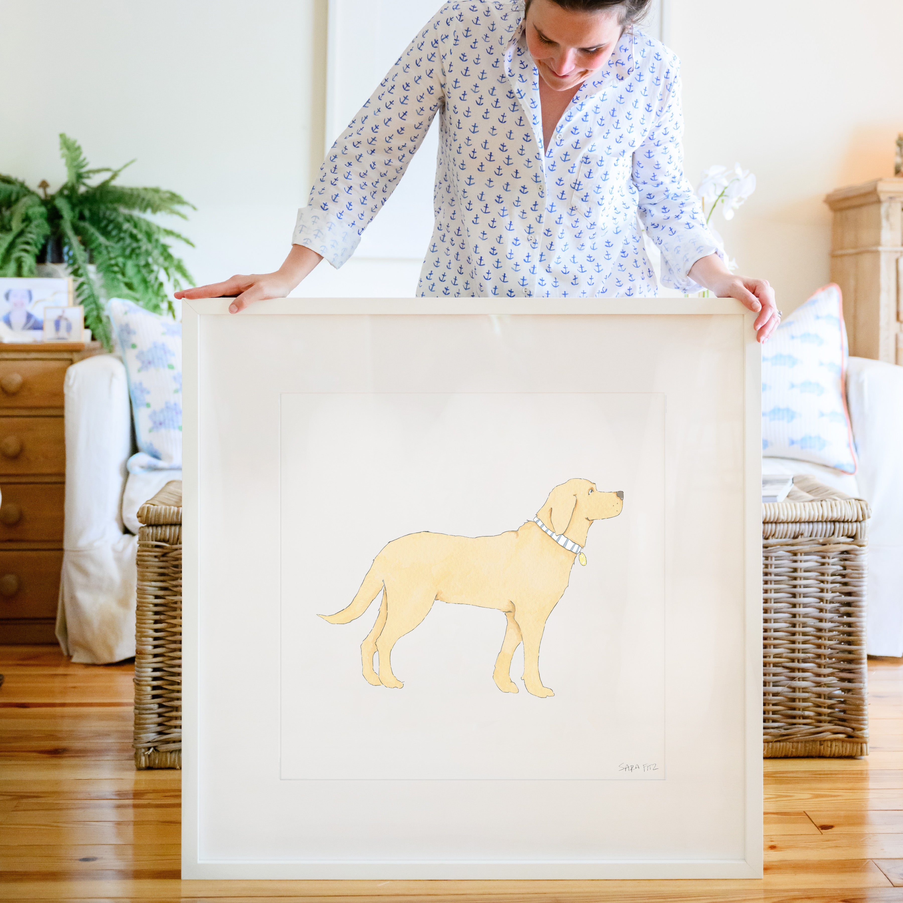 Golden Pup Mega Art Print by Sara Fitz