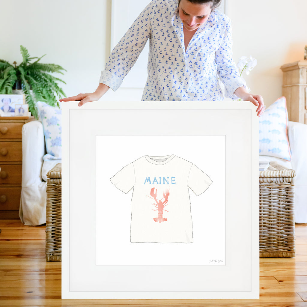 Maine Tee Mega Art Print by Sara Fitz