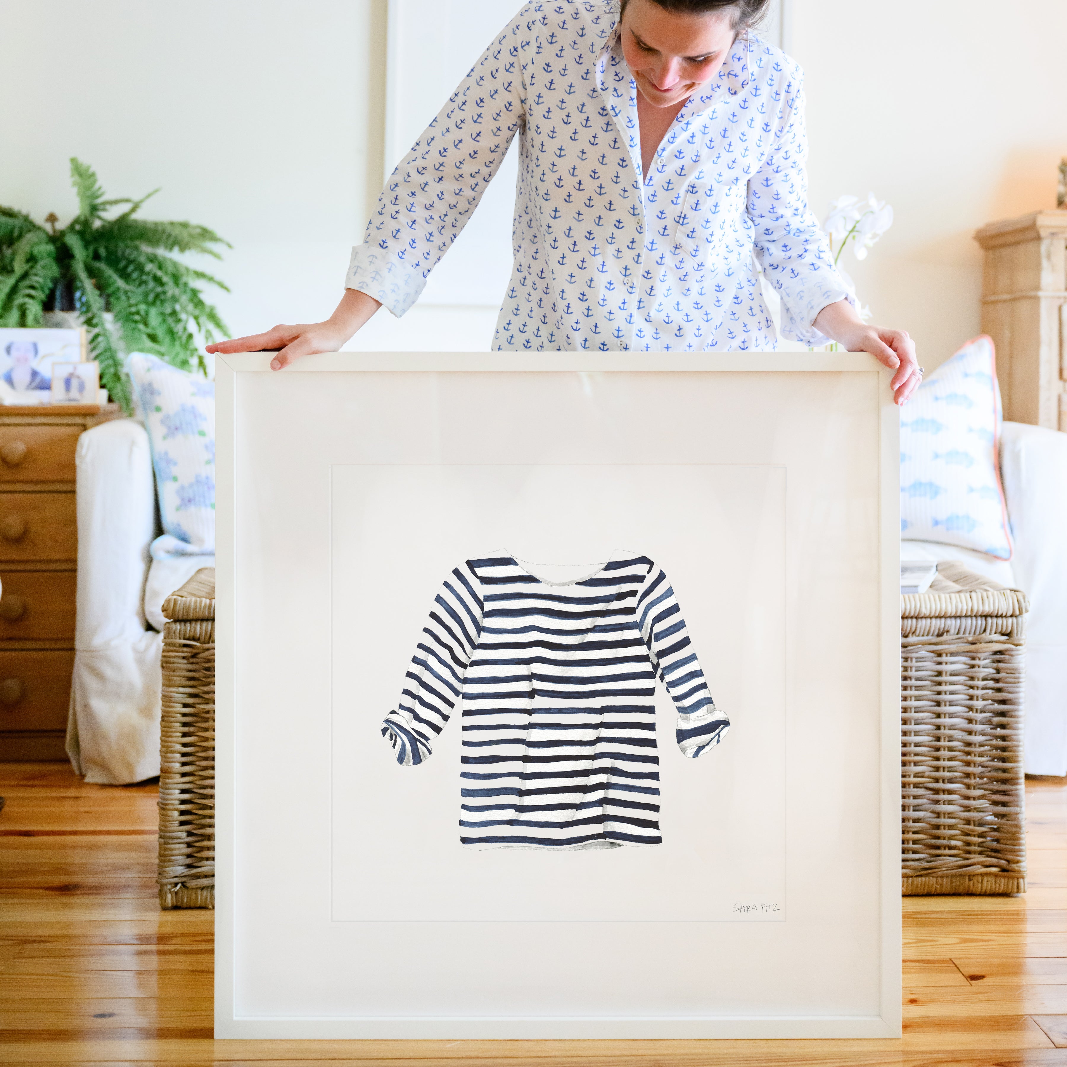 Striped Shirt Mega Art Print by Sara Fitz