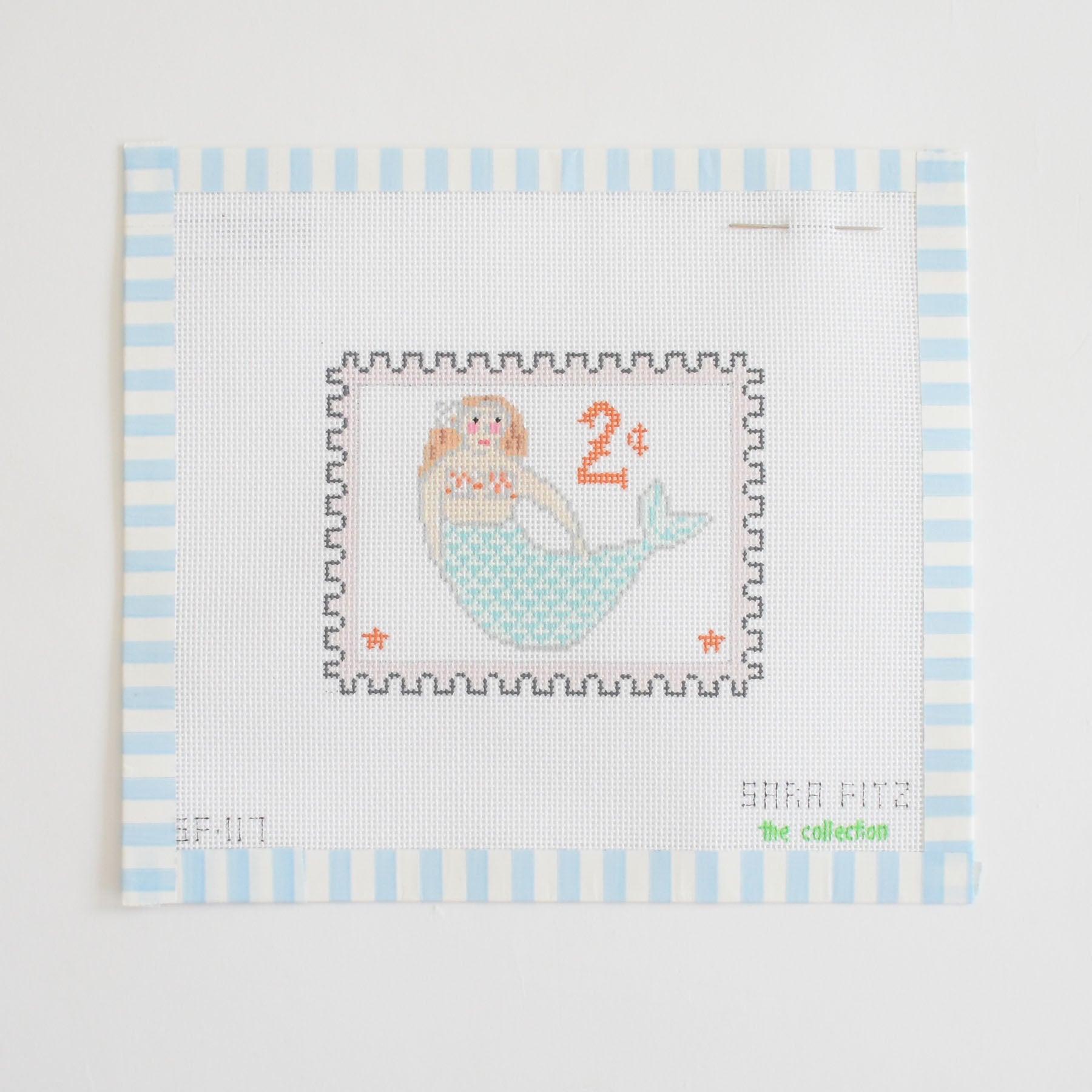 Mermaid Stamp Needlepoint by Sara Fitz