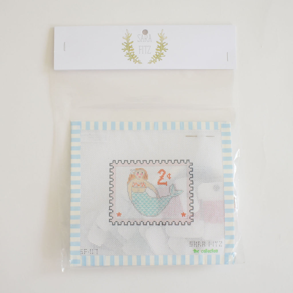 Mermaid Stamp Needlepoint by Sara Fitz
