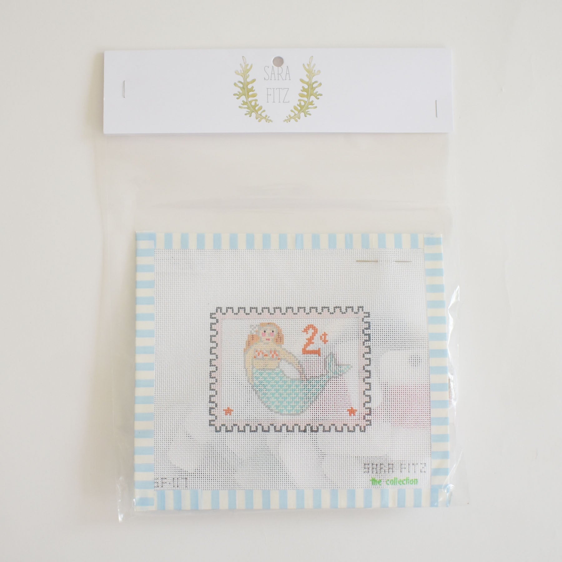 Mermaid Stamp Needlepoint by Sara Fitz