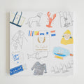 The “Coloring Book New England” by Sara Fitz features a cover adorned with delightful New England-inspired illustrations and nautical sketches, such as a dog, lobster, flags, sailor in a striped shirt, sailboats, Cape Cod mug, and a ship in a bottle—making it an ideal choice for any Sara Fitz coloring book collection or fans of adult coloring books.