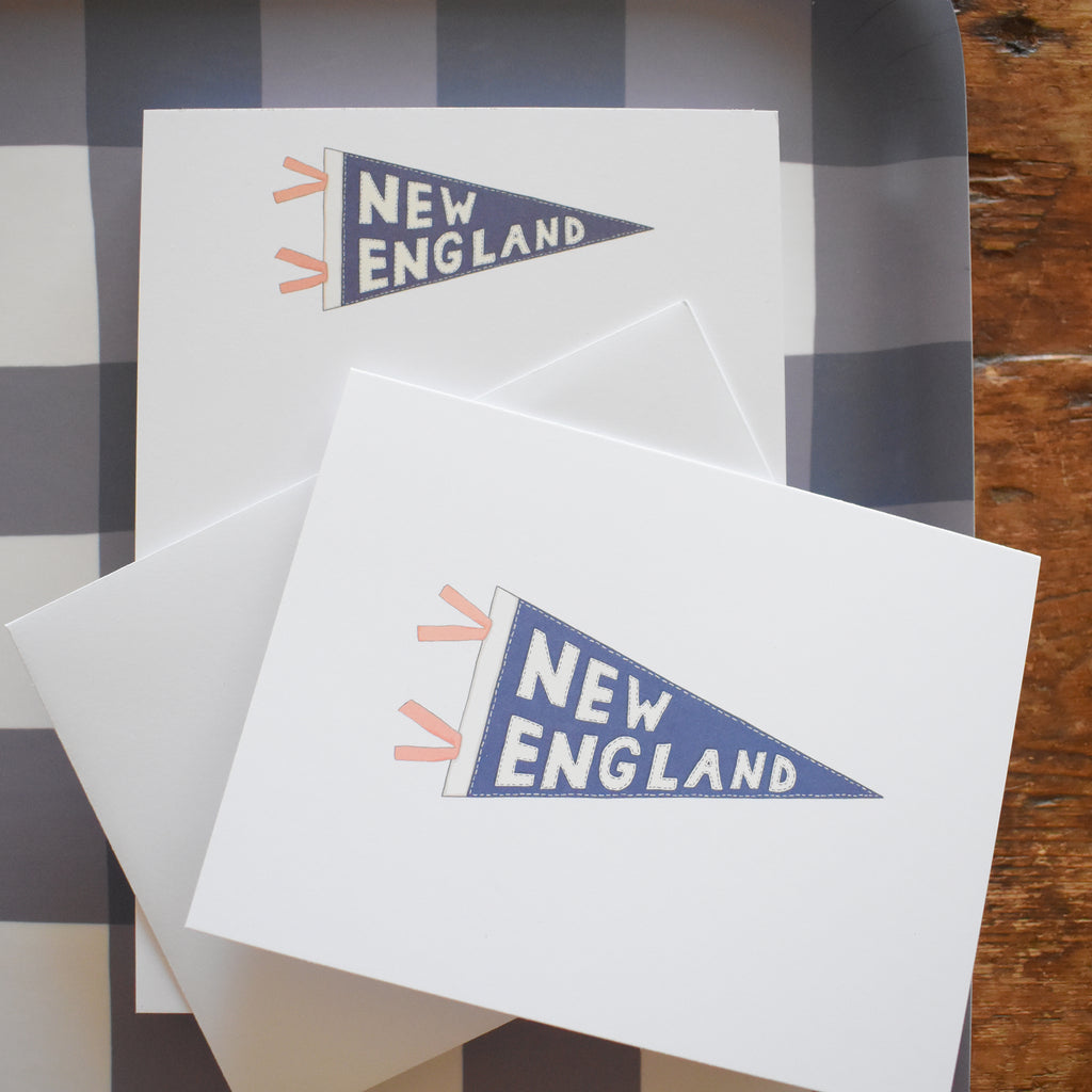 New England Pennant Note Card by Sara Fitz