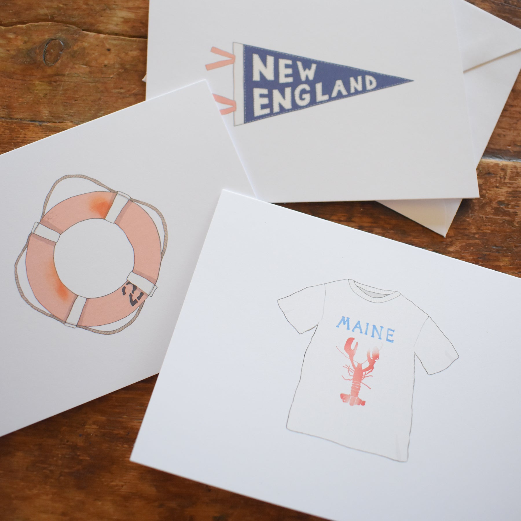 New England Pennant Note Card by Sara Fitz
