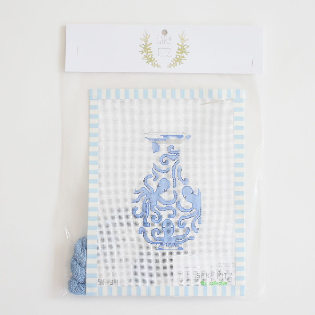 Ginger Jar Octopus Needlepoint by Sara Fitz
